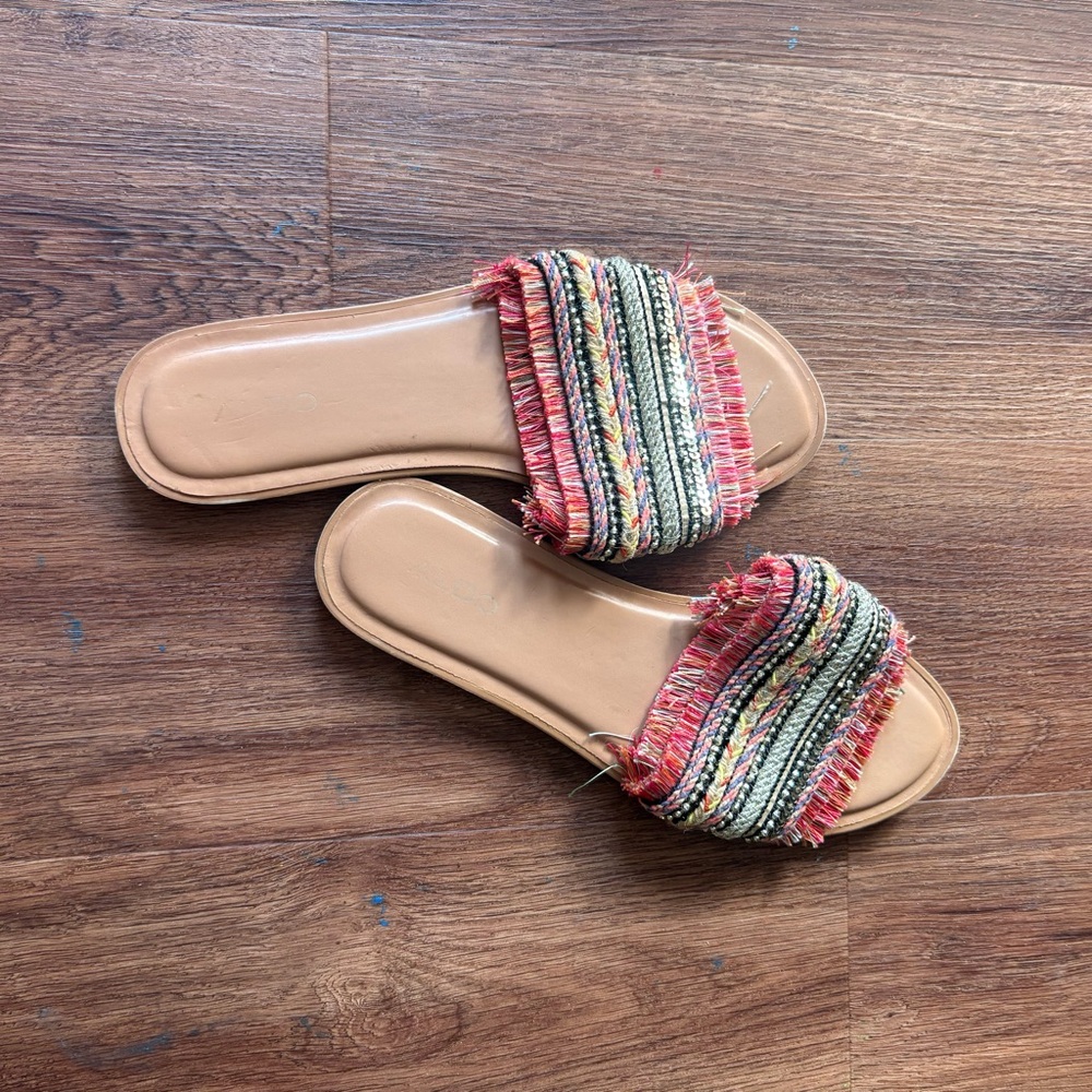 Aldo Colorful Striped Women's Slide Sandals Size 8